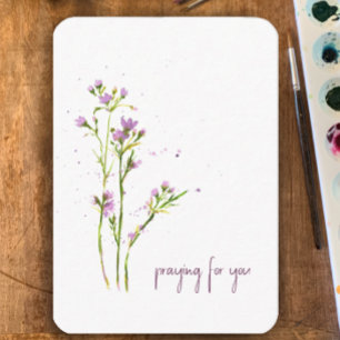 Carte De Correspondance Fleurs sauvages d'aquarelles modernes   Priez Pour