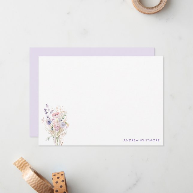 Carte De Correspondance Fleurs sauvages Lilac Spring Personnalisés (Devant/Arrière en situation)