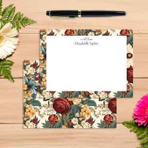 Carte De Correspondance Fleurs vintages de Rose, tulipe, lys et marguerite