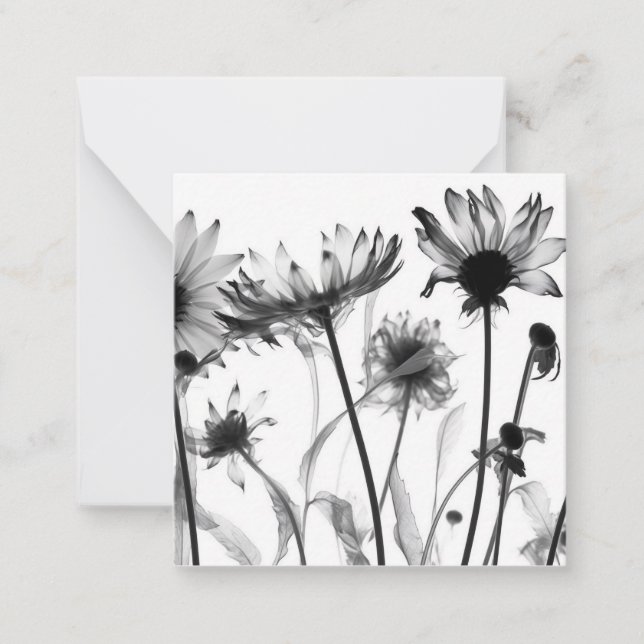 Carte De Correspondance Fleurs X-Ray noir et blanc (Devant)