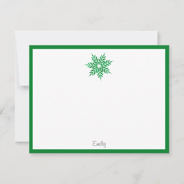 Carte De Correspondance Flocon de neige à l'aquarelle émeraude  (Devant)
