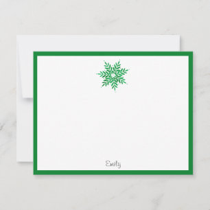 Carte De Correspondance Flocon de neige à l'aquarelle émeraude