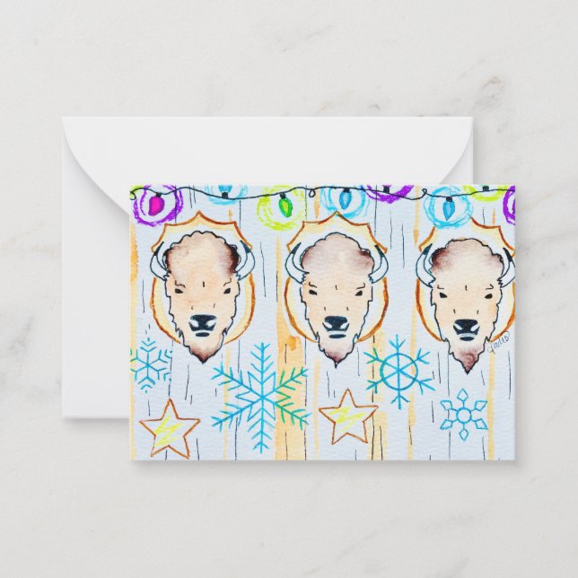 Carte De Correspondance Flocon de neige de Noël de buffle (Devant)