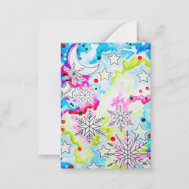 Carte De Correspondance Flocon de neige Yule Art (Devant)
