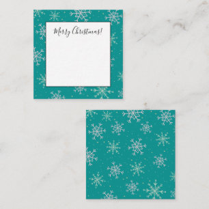 Carte De Correspondance Flocons de neige blancs et aqua sur un Noël sarcel