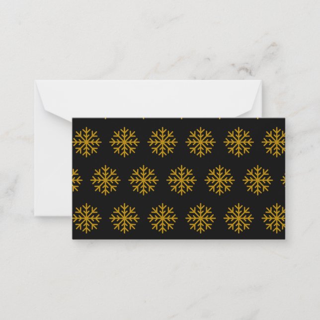 Carte De Correspondance Flocons de neige dorés Hiver Noël (Devant)