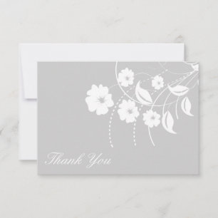 Carte De Correspondance Floral Flourish Merci Note (Argent / Blanc)