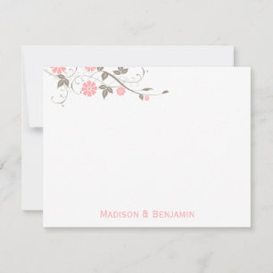 Carte De Correspondance Floral moderne Merci note - Rose doux