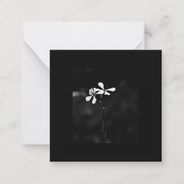 Carte De Correspondance floral noir et blanc minimal (Devant)