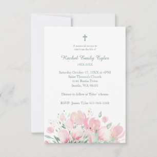 Carte De Correspondance Floral rose Personnalisé Photo Funérailles commémo