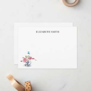 Carte De Correspondance Floral teacup fleurs vintages nom personnalisé