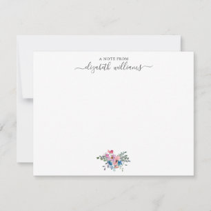 Carte De Correspondance Floral violet bleu rose bleu bleu foncé
