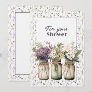 Carte De Correspondance Floral wedding shower Mason Jars