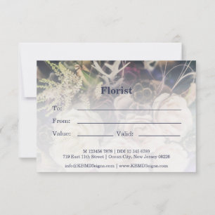 Carte De Correspondance FloralCustom Photo Purple Florist Certificat cadea