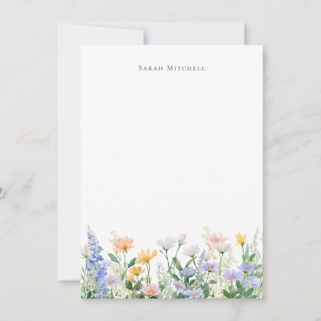 Carte de correspondance florale de jardin aquarell (Devant)