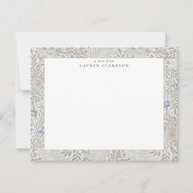 Carte de correspondance florale grise William Morr (Devant)
