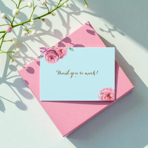 Carte De Correspondance Flore bleu rose Merci plat