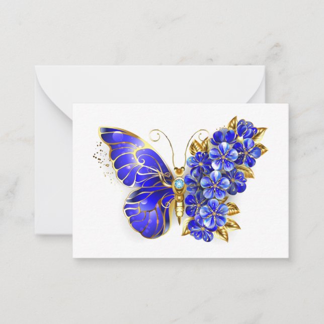 Carte De Correspondance Flower Sapphire Butterfly (Devant)