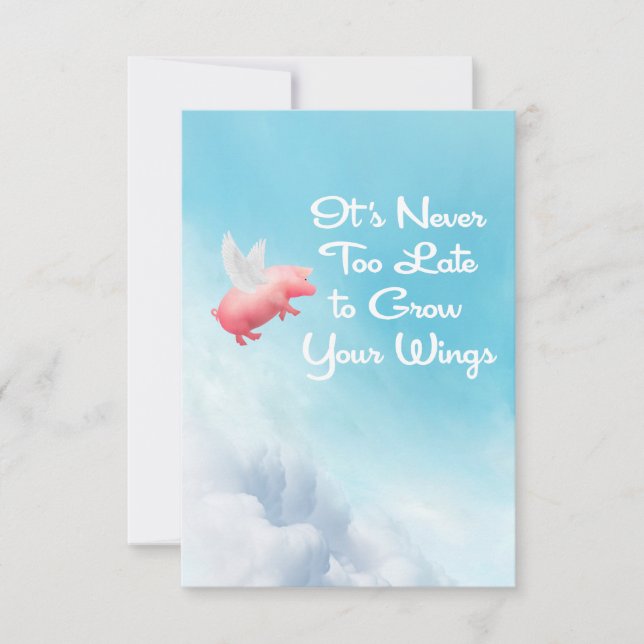 Carte De Correspondance Flying Pig Grow Your Wings Flat Note Card (Devant)