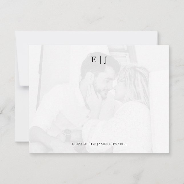 Carte De Correspondance Fond de photo monogramme Initiales du couple (Devant)