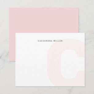 Carte De Correspondance Fond Monogramme Rose Clair Nom Complet