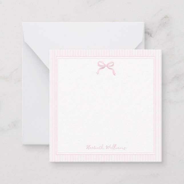 Carte De Correspondance Fond rose clair girly et bordure rayée (Devant)