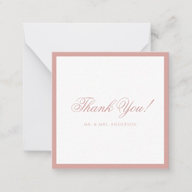 Carte De Correspondance Formal Classic Dusty Rose Border Wedding Thank You (Devant)