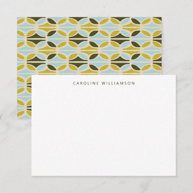 Carte De Correspondance Formes Abstraites modernes Vert Bleu Nom personnal (Devant / Derrière)