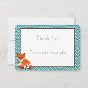Carte De Correspondance Fox Twins Baby shower Merci Note