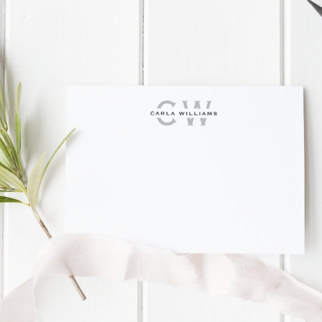 Carte De Correspondance Fractionner Monogramme élégante note formelle du g (Créateur téléchargé)