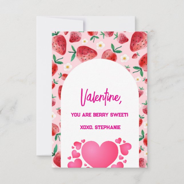 Carte De Correspondance Fraise Berry Sweet Kids Valentines Day (Devant)