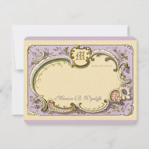 Carte De Correspondance French Rococo cadre élégant Antique Gold Lilac