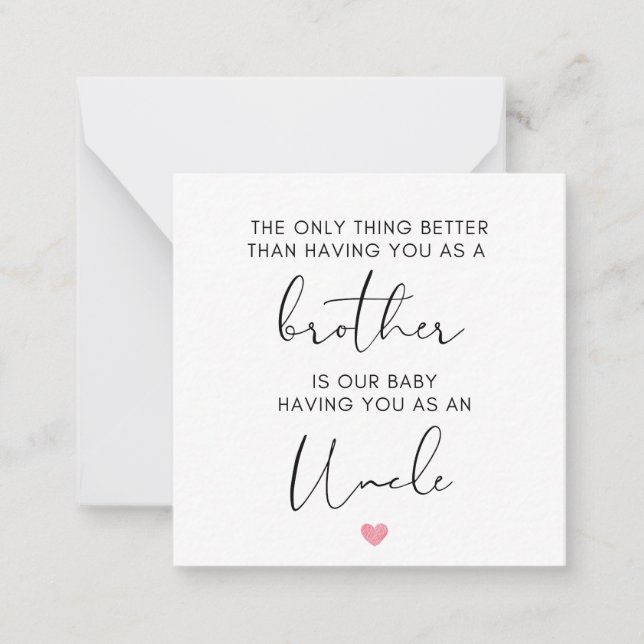 Carte De Correspondance Frère promu à l'oncle, la grossesse révèle (Devant)