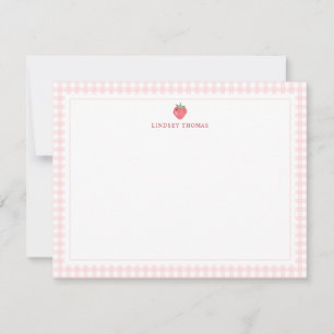 Carte De Correspondance Frontière à carreaux rose fraise personnalisée