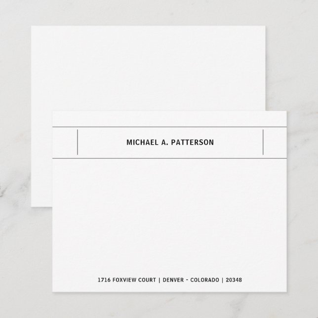 Carte De Correspondance Frontière de nom personnalisé noir décontracté (Devant / Derrière)
