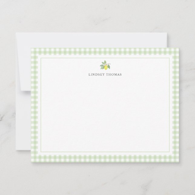 Carte De Correspondance Frontière Gingham Vert Citron Personnalisé (Devant)