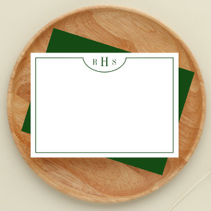 Carte De Correspondance Frontière minimaliste de trois monogrammes Vert