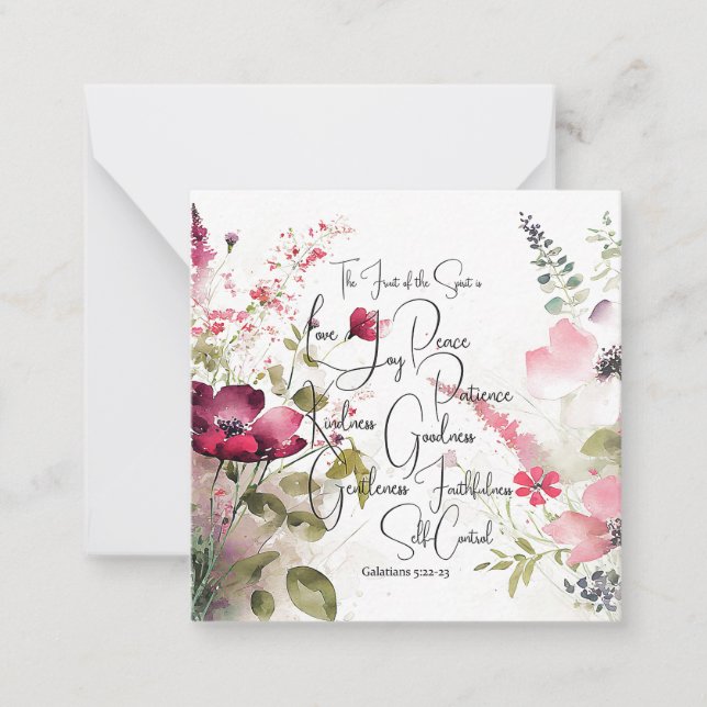 Carte De Correspondance Fruit de l'Esprit floral rose (Devant)