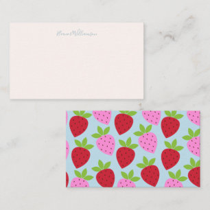 Carte De Correspondance Fruit Pink Bleu Fraise Nom personnalisé Petit