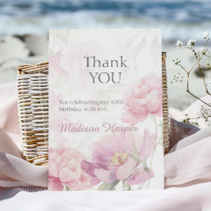 Carte De Correspondance Fuchsia Aquarelle Pivoine 40e Anniversaire