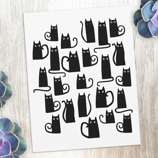 Carte De Correspondance Fun Black Cat (Fun black cat design notecards for animal lovers)