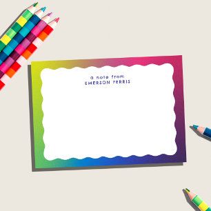 Carte De Correspondance Fun coloré arête ondulée simple nom d'enfant rétro