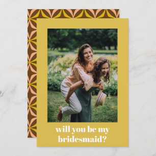 Carte De Correspondance Fun Retro Yellow Motif Bridesmaid Proposition
