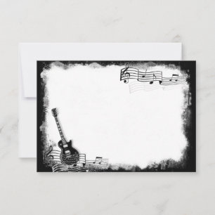 Carte De Correspondance Funky Electric Guitar Flat Merci Note