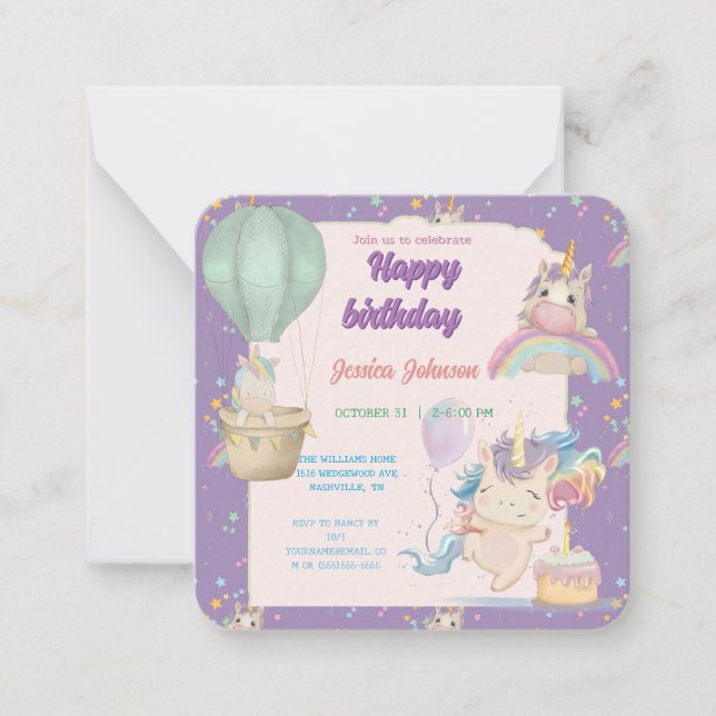 Carte De Correspondance Funny Birthday Unicorn (Devant)