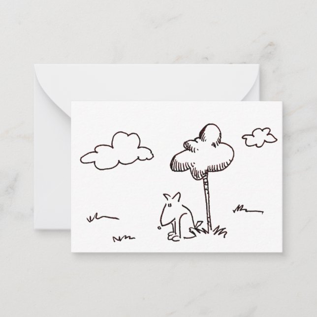 Carte De Correspondance Funny Cartoon Dog Under Tree Drawing (Devant)