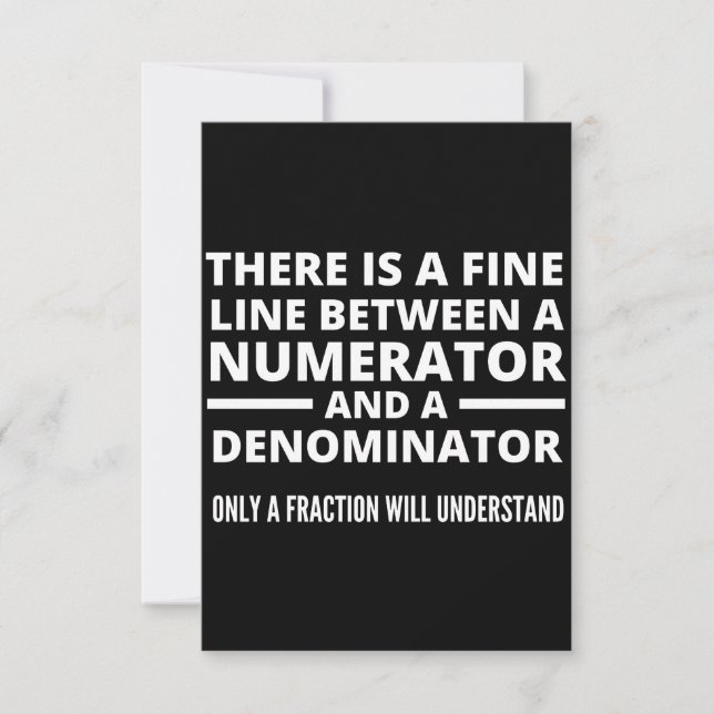 Carte De Correspondance Funny Math FINE LIGNE NUMÉRATEUR DENOMINATEUR (Devant)