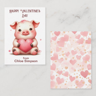 Carte De Correspondance Funny Pig Kid's Valentine Classroom Party