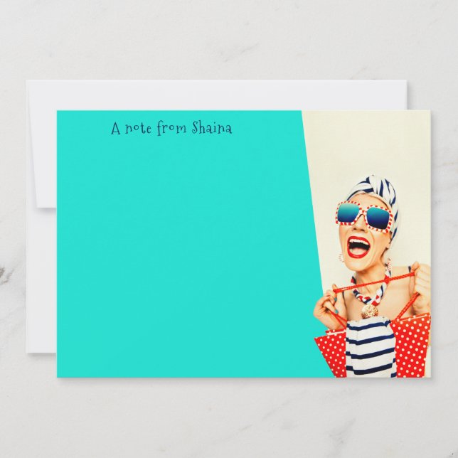 Carte De Correspondance Funny Sassy Beach Lady Retro Vibe (Devant)