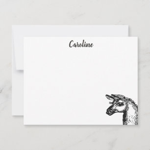 Carte De Correspondance Funny Sassy No Drama Llama Dessin noir et blanc